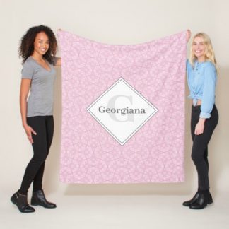 Monogram Dusky Rose Preppy In Pink Art Deco Fans Fleece Blanket