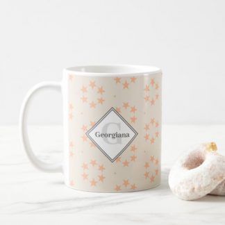 Monogram Geometric Peach Fuzz Ring of Stars Coffee Mug