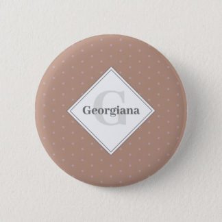 Monogram Geometric Warm Neutrals Beige Polka Dots Button