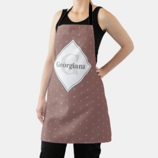 Monogram Geometric Warm Neutrals Brown Polka Dots Apron