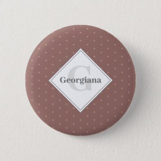 Monogram Geometric Warm Neutrals Brown Polka Dots Button