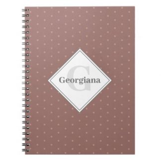Monogram Geometric Warm Neutrals Brown Polka Dots Notebook