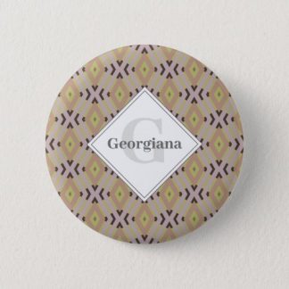 Monogram Geometric Warm Neutrals Diamond Zigzags Button