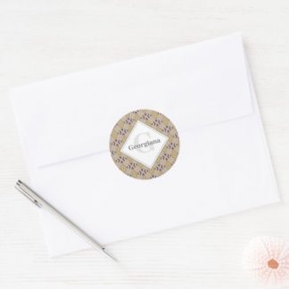 Monogram Geometric Warm Neutrals Diamond Zigzags Classic Round Sticker