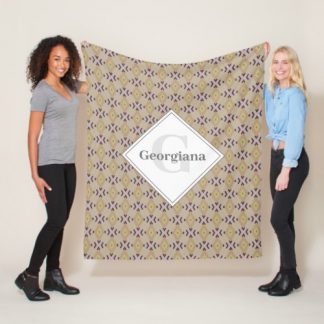 Monogram Geometric Warm Neutrals Diamond Zigzags Fleece Blanket