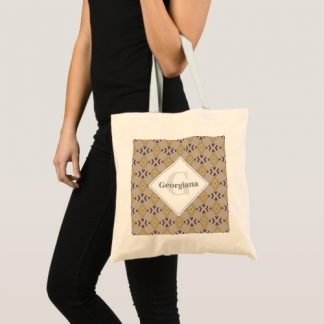 Monogram Geometric Warm Neutrals Diamond Zigzags Tote Bag