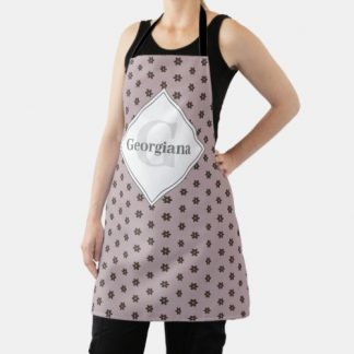 Monogram Geometric Warm Neutrals Polka Dot Flowers Apron