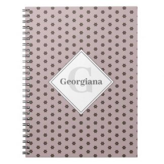 Monogram Geometric Warm Neutrals Polka Dot Flowers Notebook