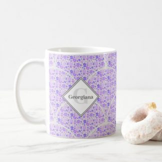 Monogram Lilac and Lavender Retro Florals Art Deco Coffee Mug