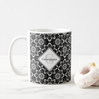 Monogram Monochrome Mandalas Dreamcatcher Art Deco Coffee Mug
