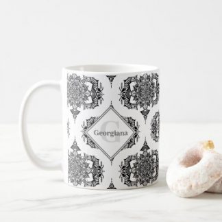 Monogram Monochrome Mandalas Sweet Dreams Retro Coffee Mug