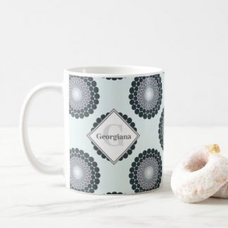 Monogram Radiant Silver Smoke Polka Dot Mandala Coffee Mug