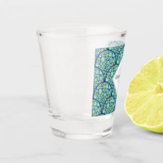 Monogram Starry Night On Sea Doodle Art Deco Shot Glass