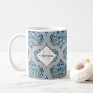 Monogram Ultra Steady Mandala Grey Retro Ogee Coffee Mug