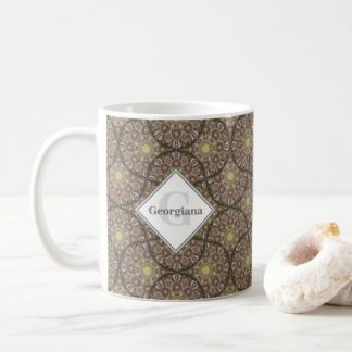 Monogram Warm Neutrals Pistachio Biscotti Mandala Coffee Mug