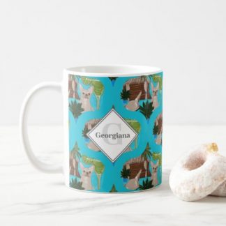 Monogrammed Chihuahuas Cabanas And Cocktails Retro Coffee Mug
