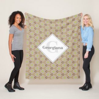 Monogrammed Geometric Warm Neutrals Honeycomb Fleece Blanket
