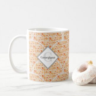 Monogrammed Retro Florals Fall Oranges Art Deco Coffee Mug