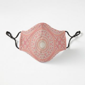 Mask, Ornate Peach Plethora Dot Mandala Diamond Tile designed and sold by Triplicate Limited