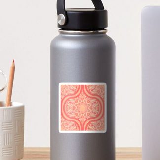 Sticker, Parfait Peach Plethora Dot Mandala Ogee designed and sold by Triplicate Limited