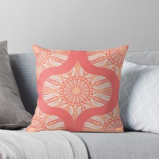 Pillow, Peaches and Cream Dot Mandala Ogee designed and sold by Triplicate Limited