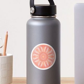 Sticker, Peaches and Cream Dot Polka Mandala designed and sold by Triplicate Limited