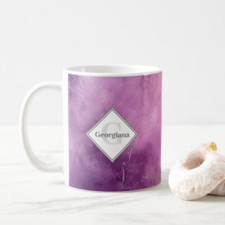 Personalised Pink and Purple Monogrammed Grungy Coffee Mug