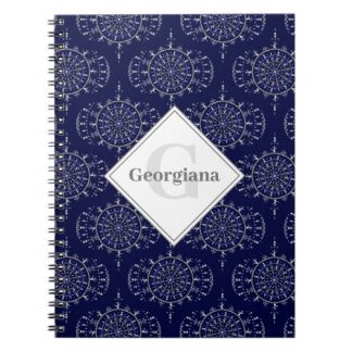 Personalized Ditsy Winter Snow Angels Snowmen Ogee Notebook