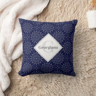Personalized Ditsy Winter Snow Angels Snowmen Tile Throw Pillow