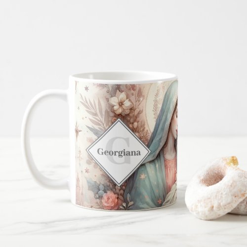Personalized Holy Family Floral Watercolor Coffee Mug