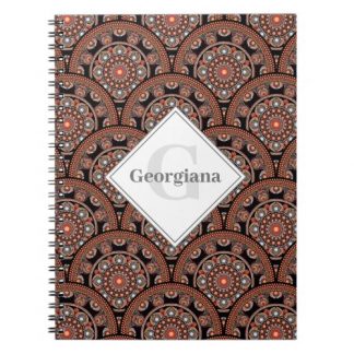 Personalized Safari Sunset Bohemian Mandala Scales Notebook