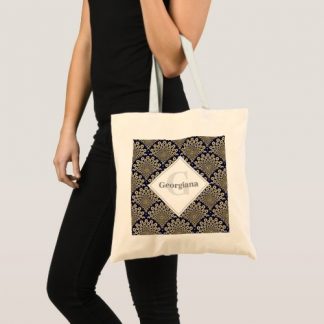 Personalized We Are Watching You Navy &amp; Gold Deco Tote Bag