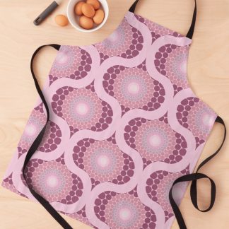 Apron, Radiant Dusky Rose Dot Mandala Ogee designed and sold by Triplicate Limited