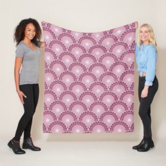 Radiant Dusky Rose Dot Mandala Scallop Fleece Blanket