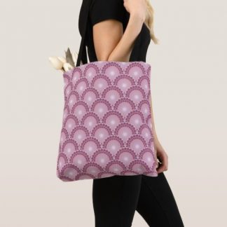 Radiant Dusky Rose Dot Mandala Scallop Tote Bag
