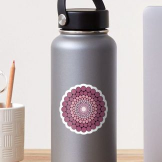 Sticker, Radiant Dusky Rose Polka Dot Mandala designed and sold by Triplicate Limited