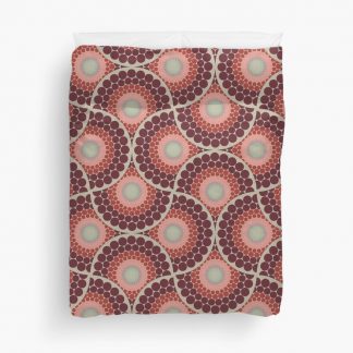 Duvet Cover, Radiant Fashion Week Dot Mandala Art Deco Fans designed and sold by Triplicate Limited