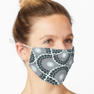 Mask, Radiant Silver Smoke Dot Mandala Art Deco Fans designed and sold by Triplicate Limited