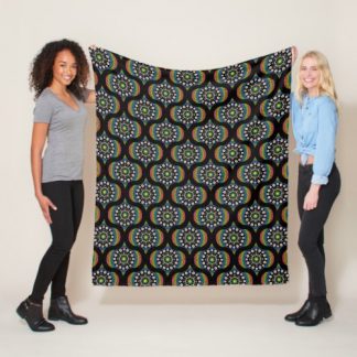 Rainbow Daisy Dot The Difference Mandala Retro Fleece Blanket