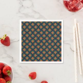 Rainbow Floral Fountain Mandala Art Deco Fans Napkins
