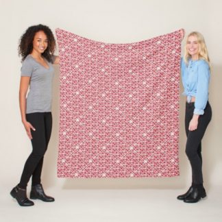 Red Berries Retro Florals Diamond Tile Fleece Blanket