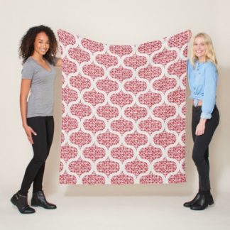 Red Berries Retro Florals Ogee Fleece Blanket