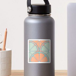 Sticker, Retro Citrus Sunset on Sea Dot Mandala Scallop designed and sold by Triplicate Limited