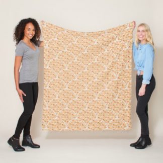 Retro Florals Fall Oranges Art Deco Scallop Fleece Blanket