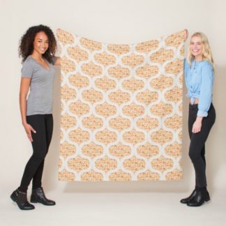 Retro Florals Fall Oranges Mid Mod Ogee Fleece Blanket