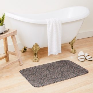 Bath Mat, Royal Circle Rosette Dot Mandala Art Deco Fans designed and sold by Triplicate Limited