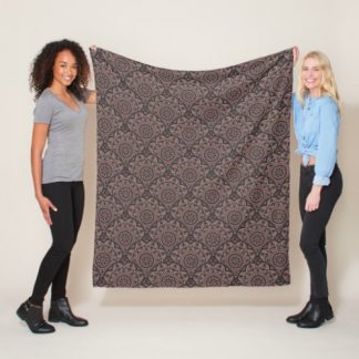 Royal Circle Rosette Dot Mandala Art Deco Scallop Fleece Blanket