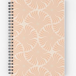 Journal, Sand Swirl Peach Plethora Dot Mandala Mirrored Scallop designed and sold by Triplicate Limited