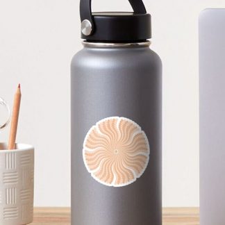 Sticker, Sand Swirl Peach Plethora Polka Dot Mandala designed and sold by Triplicate Limited