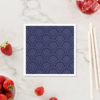Scandinavian Ditsy Winter Navy &amp; Gold Art Deco Napkins